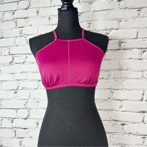 Title Nine Swim Bikini Top Purple Pink Strappy Tie Back Large